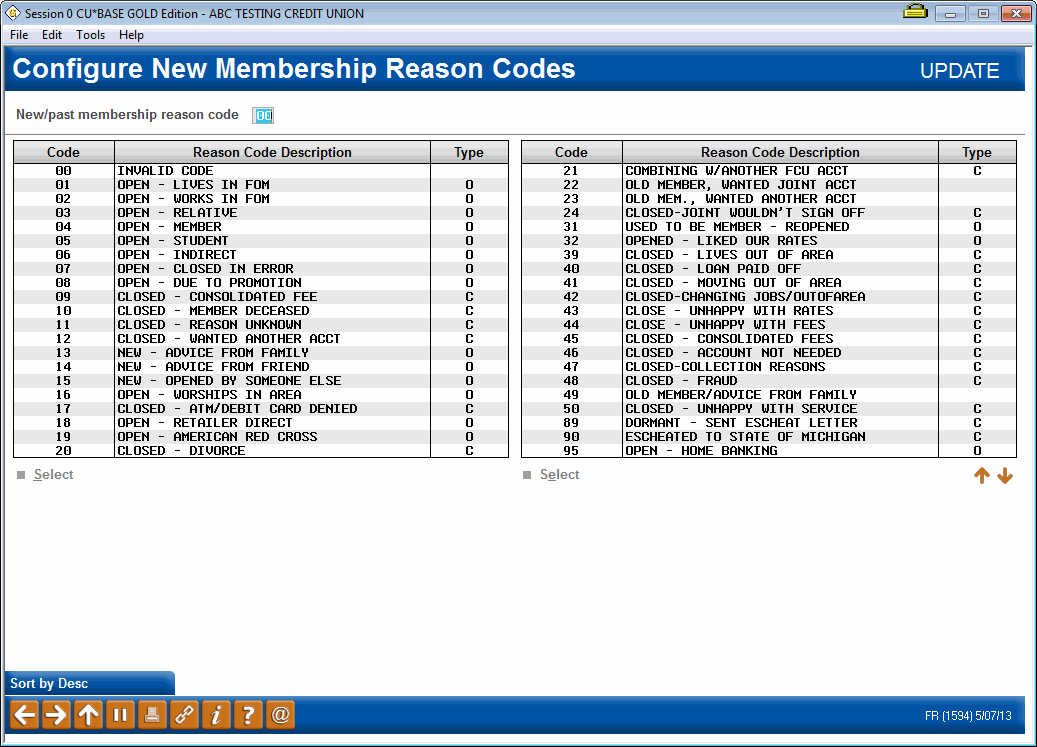 Configuring Membership Reason Codes (1)