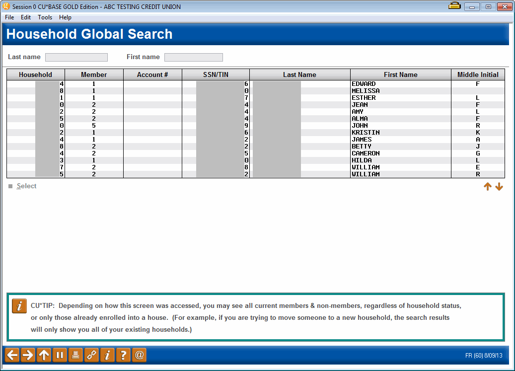 Searching For A Household Number